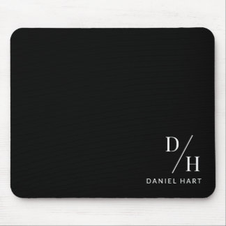 Tapis De Souris Personalized Minimalist Initial Name Black