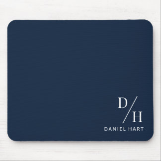 Tapis De Souris Personalized Minimalist Initial Name Navy Blue