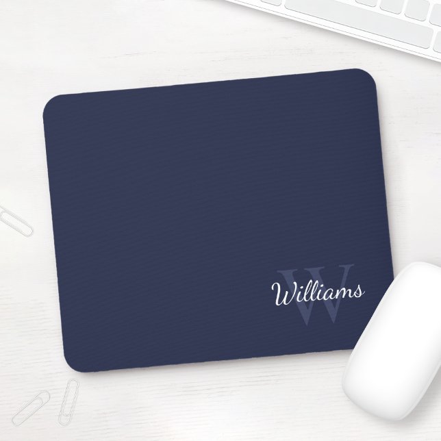 Tapis De Souris Personalized Monogram and Name Navy Blue (Créateur téléchargé)