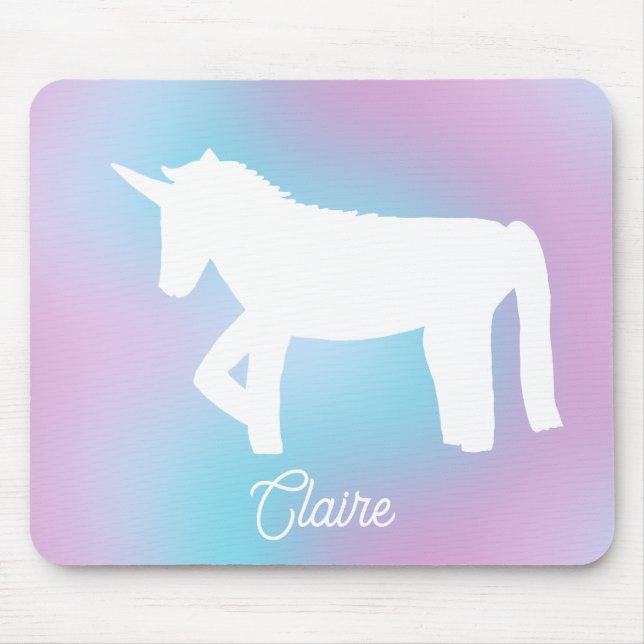Tapis De Souris Personalized Pastel Rainbow Unicorn (Devant)