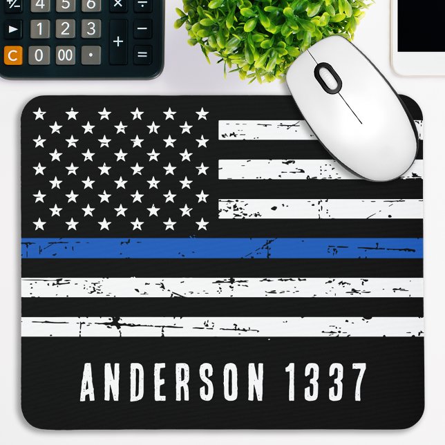 Tapis De Souris Personalized Police Officer Thin Blue Line (Créateur téléchargé)