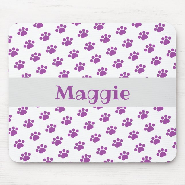 Tapis De Souris Personalized Purple Paw Print Pattern (Devant)