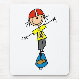 Tapis De Souris Personnage de bonhomme allumette qui fait du skate