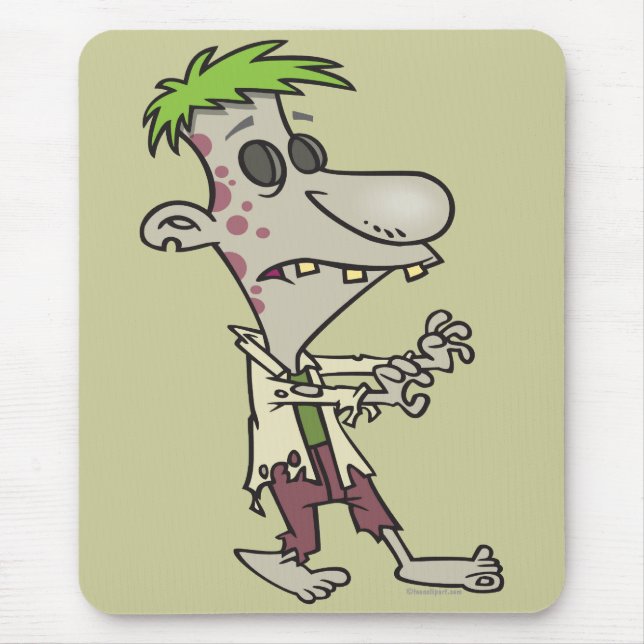 Tapis De Souris personnage de dessin humoristique zombie idiot (Devant)
