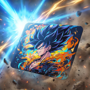 Tapis De Souris Personnage de manga esthétique avec cheveux noirs