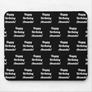 Tapis De Souris Personnalisable Joyeux Texte d'anniversaire   Noir