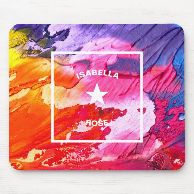 Tapis De Souris Personnalisable Monogramme Art Abstrait (Devant)