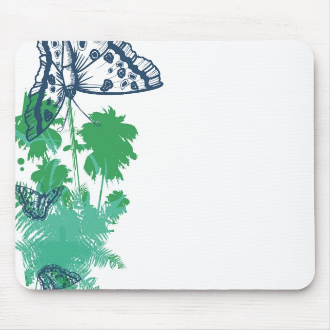 Tapis de souris personnalisable Papillon Bleu Mari (Devant)