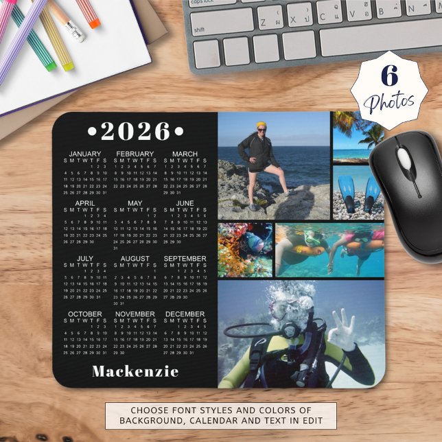 Tapis De Souris Personnalisé 2023 Calendrier 6 Photo Couleur perso (Créateur téléchargé)