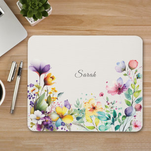 Tapis de souris personnalisé à motif de fleurs sau