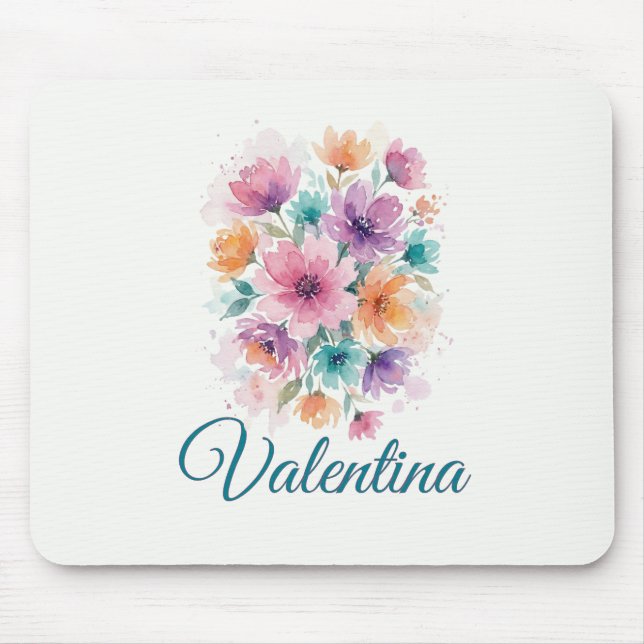 Tapis de souris personnalisé à motif floral aquare (Devant)