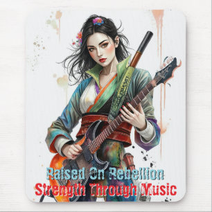 Tapis De Souris Personnalisé Arc-en-ciel Guerrier Girl Guitarist A