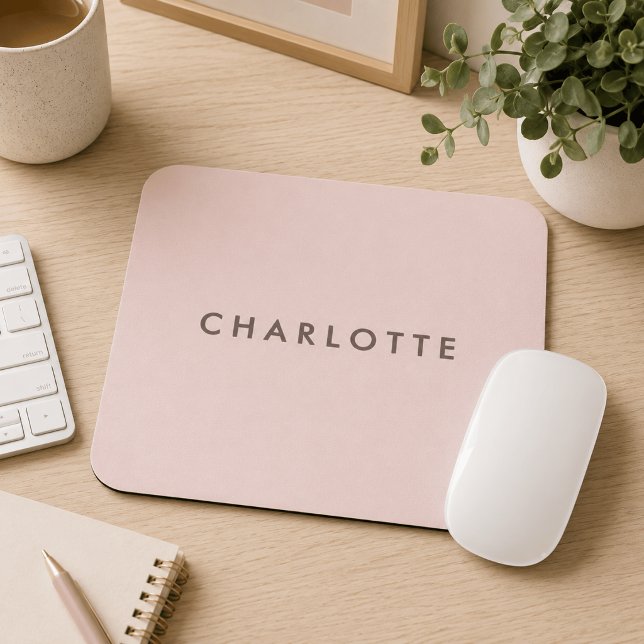 Tapis de souris personnalisé avec nom Blush Modern (Créateur téléchargé)
