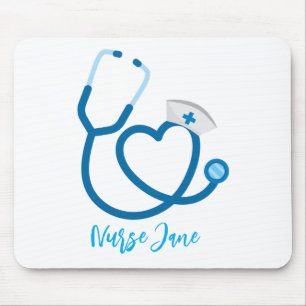 Tapis de souris personnalisé avec nom Stéthoscope 