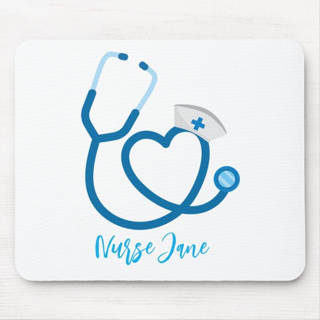 Tapis de souris personnalisé avec nom Stéthoscope  (Devant)