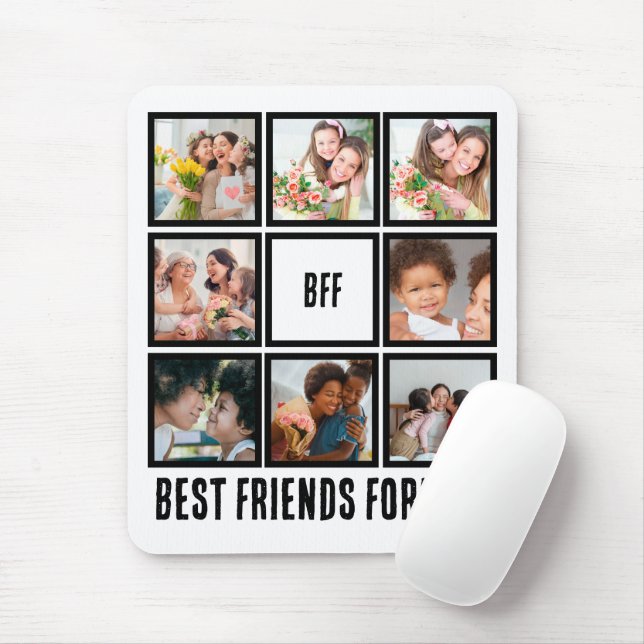 Tapis De Souris Personnalisé BFF Meilleurs amis Forever 8 Collage  (Avec souris)