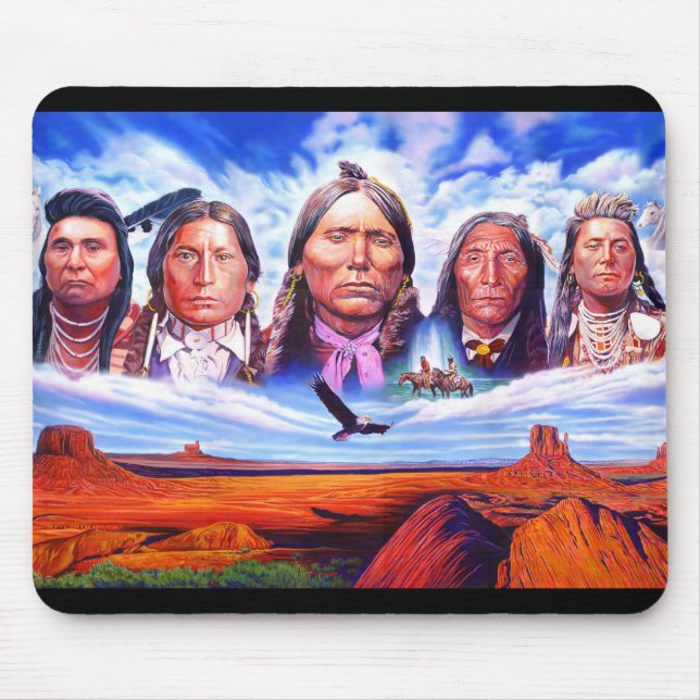 Tapis De Souris Personnalisé Chiefs Indiens Américains Peinture (Devant)