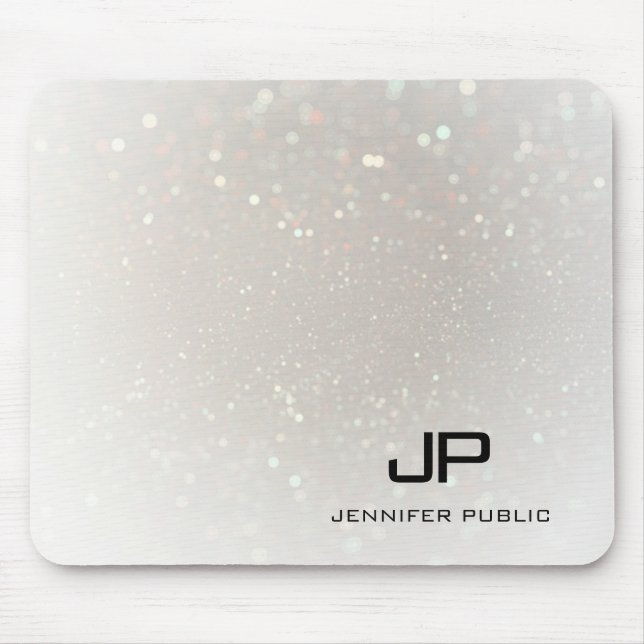 Tapis De Souris Personnalisé Élégant Modèle Glam Monogramme Modern (Devant)