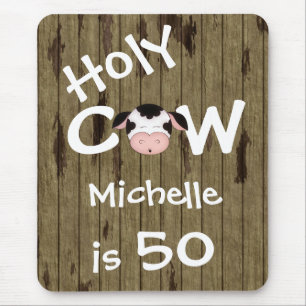 Tapis De Souris Personnalisé Funny Holy Cow 50th Birthday Humoriso