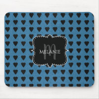 Tapis de souris personnalisé Grunge Hearts Bleu No