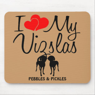 Tapis De Souris Personnalisé J'Aime Mes Deux Vizslas