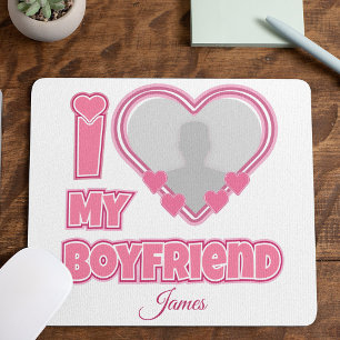 Tapis De Souris Personnalisé J'aime mon petit ami – Ajouter une ph