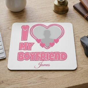 Tapis De Souris Personnalisé J'aime mon petit ami – Ajouter une ph