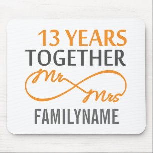 Tapis De Souris Personnalisé M. et Mme 13e anniversaire