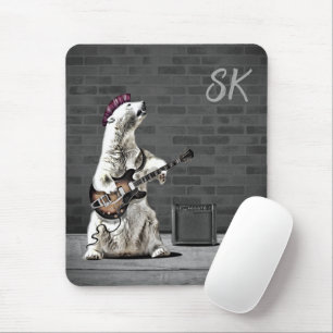 Tapis De Souris Personnalisé Monogramme Guitare Punk Rock Ours Mus