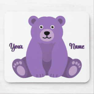 Tapis de souris personnalisé ours violet mignon Ka