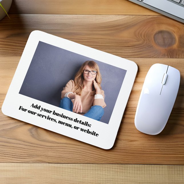 Tapis de souris personnalisé simple pour ordinateu (Simple photo mouse pad with black and white lettering.)