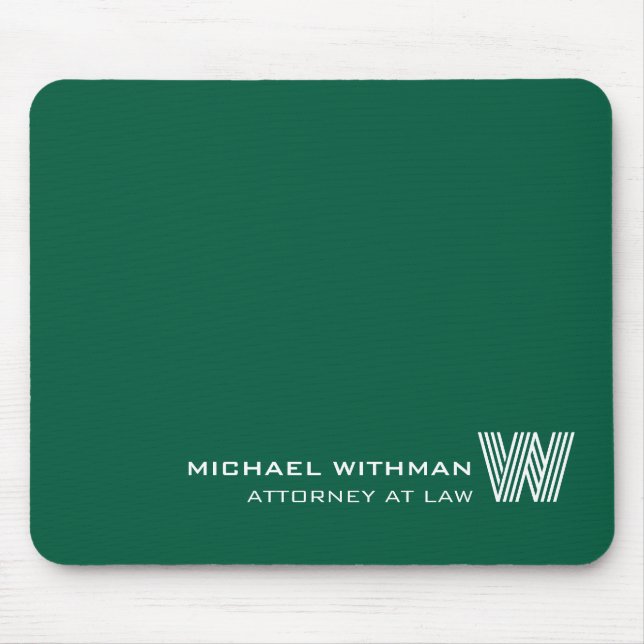 Tapis de souris personnalisé vert avec monogramme, (Devant)
