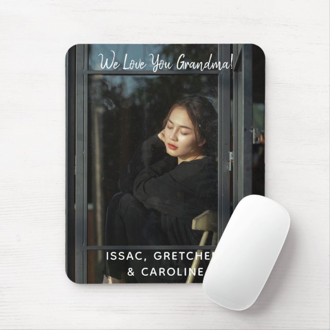Tapis De Souris Personnalisé We Love You Grandma Script photo (Avec souris)