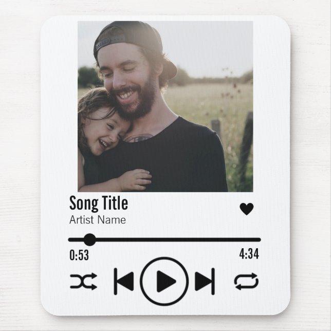 Tapis De Souris Personnalisée Fête des pères Photo Chanson Playlis (Devant)