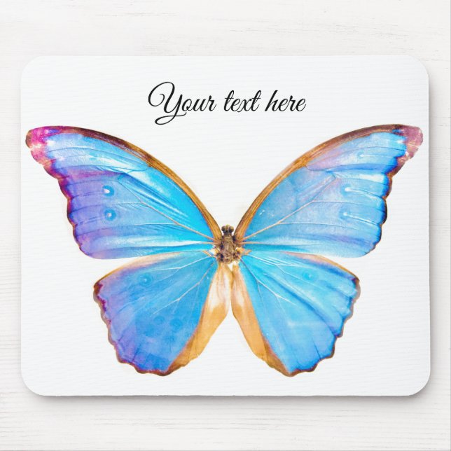 Tapis De Souris Personnaliser BLEUE BUTTERFLY (Devant)