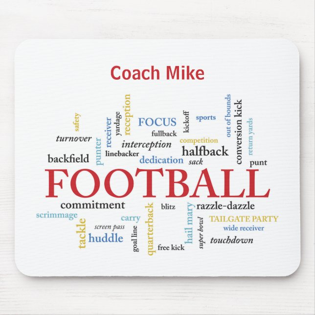 Tapis De Souris Personnaliser, Football Coach Merci en mots (Devant)