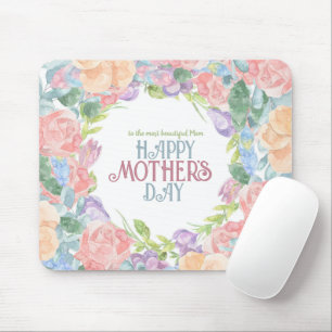 Tapis De Souris Personnaliser Four Flowers Aquarelle Fête des mère