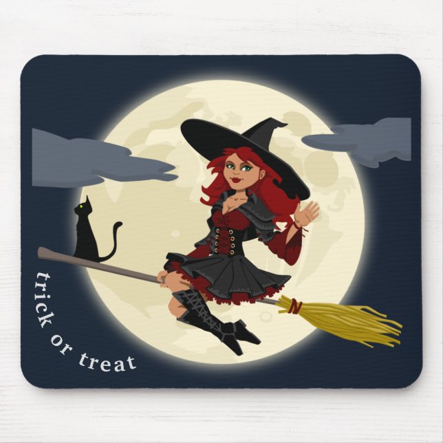 Tapis De Souris Personnaliser Halloween Conception de sorcière (Devant)