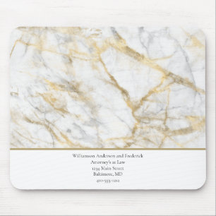 Tapis De Souris Personnaliser l'entreprise Marbre gris blanc or
