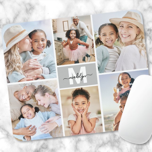 Tapis De Souris Personnalisez votre propre collection photo de 6 p (Custom Make Your Own 6 Photo Collage Mouse Pad)