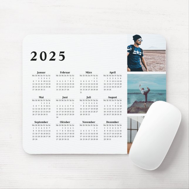 Tapis De Souris Personnalisierter Galeriekalender 2025 (Avec souris)
