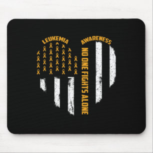 Tapis De Souris Personne ne combat Usa Drapeau Coeur seul Leukemia