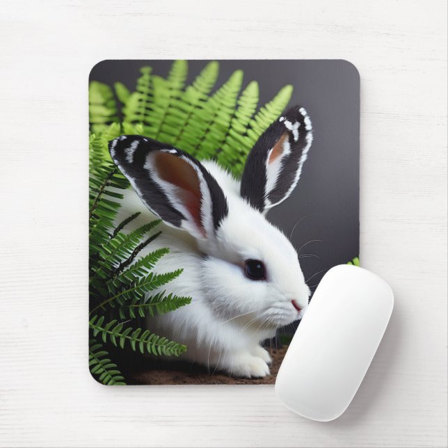 Tapis De Souris Pétale Le Lapin Noir Et Blanc, Mousepad (Avec souris)