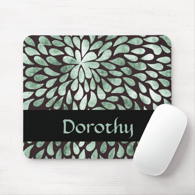 Tapis De Souris Pétales vert dégradé sur noir (Avec souris)