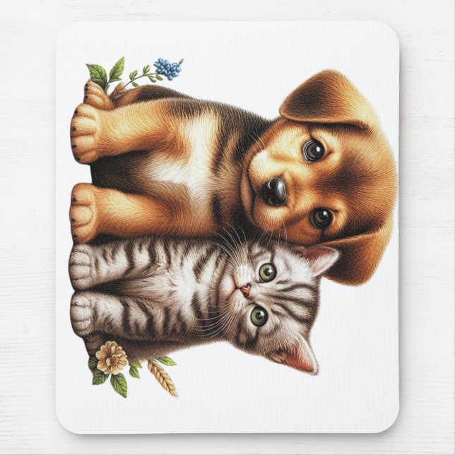 Tapis De Souris Petit chiot/chaton (Devant)