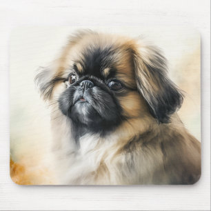 Tapis De Souris Petit chiot Pekingese Aquarelle Peinture