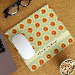 Tapis De Souris Petit Fleur Rétro Verte Moutarde Jaune Florale