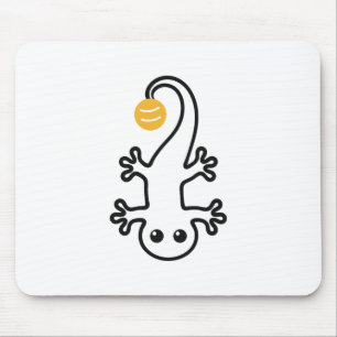 Tapis De Souris Petit Gecko Une Ligne Avec Une Balle Jaune