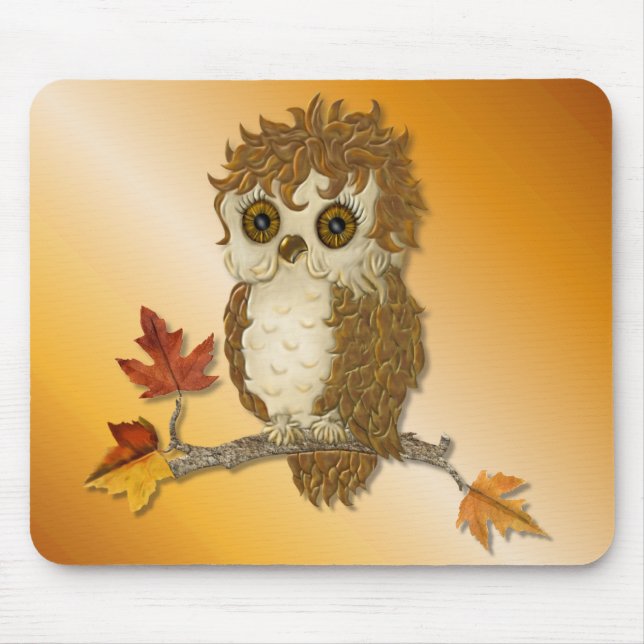 Tapis De Souris Petit hibou Whoo de l'automne (Devant)