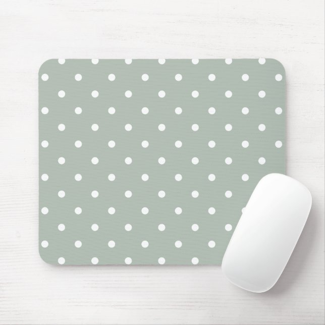 Tapis De Souris Petit Motif Pois : Vert sage (Avec souris)